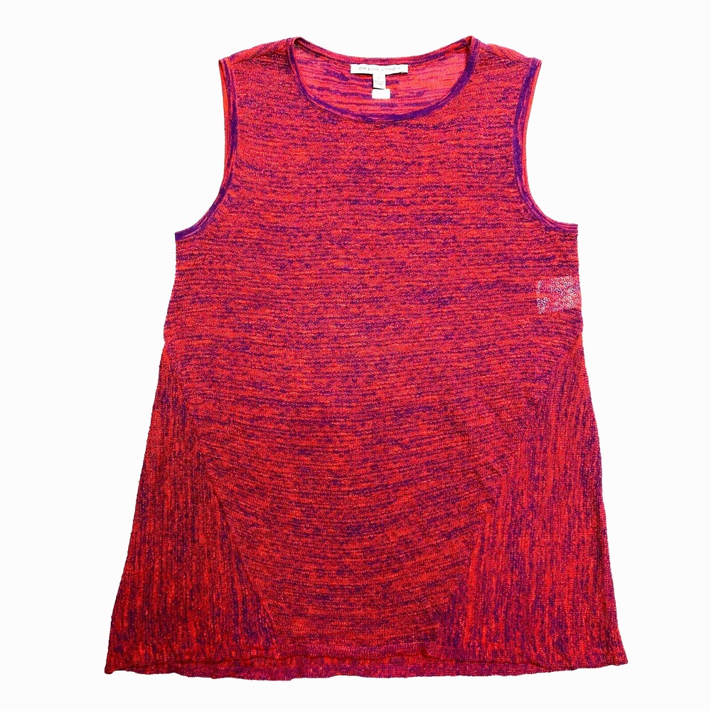 Adrienne Vittadini Tunic Top Womens Large Red Sleeveless Boat Neck Knit